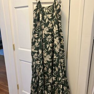 Abercrombie & Fitch Cream and Green Ruffled Maxi Dress